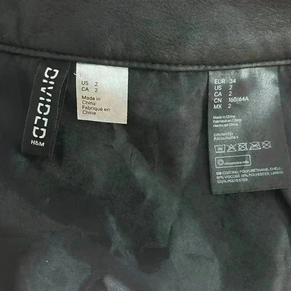 Faux Leather Black Mini Skirt Size 2 - Picture 5 of 5